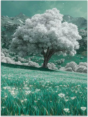 Vista 27 de VOCBAN Modern Artwork Colourful Tree Of Life Wall Art Canvas Picture Print Painting Botanical Artwork for Bathroom Living Room Bedroom(blue blue 80