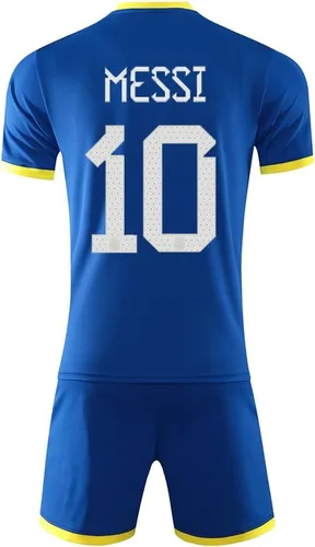 Vista 3 de ELTONYA MESSii - Camiseta de fútbol argentina para niños y niños de la Copa Mundial 2022 HOMAwy Football Sports Team Shirt&Shorts Kit Uniforme
