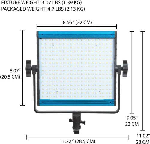 Vista 3 de Dracast Serie X LED500 - Panel de luz de video LED de 5600 K Control de aplicación Bluetooth Regulable 0-100% CRI y TLCI 96+ Placa