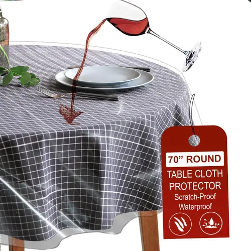 Vista 13 de LAMINET Protector de Mantel de Plástico Transparente – Cubierta de Mesa de Vinilo Resistente de Lujo – 54" Cuadrado – Cristalino, Fácil de Limpiar.