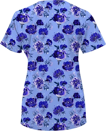 Vista 4 de Green Town Scrubs for Women Scrub Set - Print Top and Jogger Pant, Easy Care Uniforms