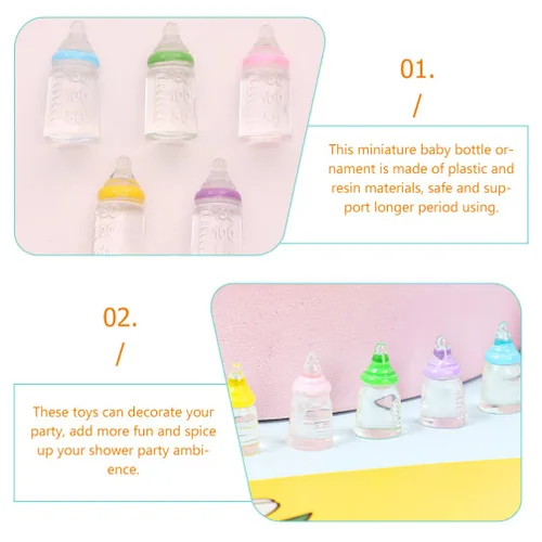 Vista 7 de 30 Uds. Miniatura Baby Shower Favores Mini Biberón Plástico Baby Bottle Candy Bottle Boy Girl Recién Nacido Bebé Bautismo Decoración Fiesta