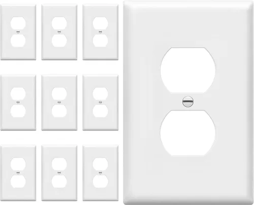 Vista 49 de ENERLITES Placa de pared dúplex para tomacorriente para receptáculos, cubierta de toma de corriente eléctrica jumbo, acabado brillante, de gran Negro