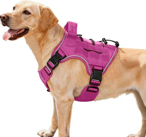 Vista 74 de Arnés táctico para perros grandes, chaleco reflectante ajustable sin tirones con sistema Molle, control de grado militar K9 para entrenamiento