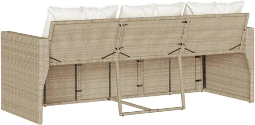 Vista 6 de 3-Seater Patio Sofa Outdoor Poly Rattan Couch Beige