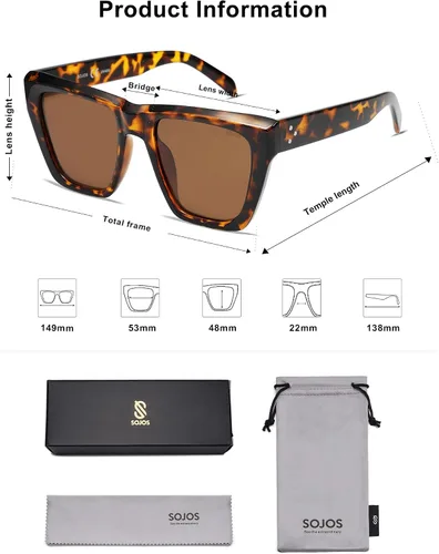 Vista 21 de SOJOS Fashion Oversized Square Cat Eye Polarized Sunglasses for Women Trendy Cateye Style Womens Sunglasses SJ2179