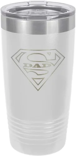 Vista 18 de SUPER DAD-B BLACK Vaso de bebida de 20 onzas con pajita Taza de viaje grabada con láser Comparar con Yeti Rambler Idea de regalo para papá