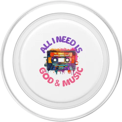 Vista 2 de God & Music - Cinta de casete vintage, retro Boombox Faith Tee PopSockets MagSafe PopGrip para iPhone