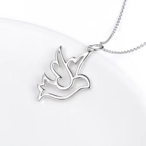 Vista 5 de DAOCHONG Collar con colgante de animal en corazón de plata esterlina S925 de 18 pulgadas