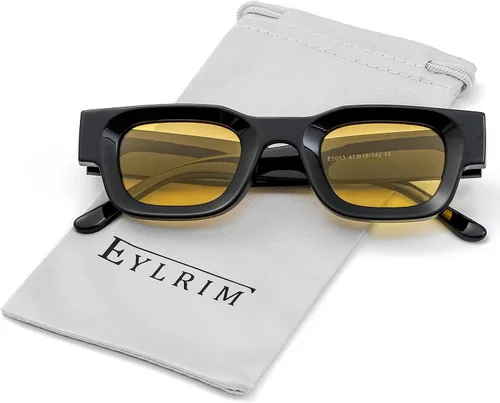 Vista 3 de EYLRIM Gafas de sol de marco cuadrado grueso para mujeres y hombres, lentes de sol polarizados rectangulares gruesos con protección UV400