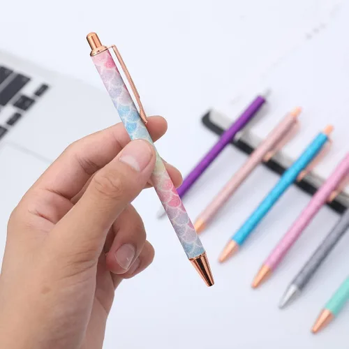 Vista 5 de Oddmoal Fun Sparkle - Bolígrafo para mujer, bonitos bolígrafos de metal brillante, bolígrafo multicolor retráctil para diario y escuela, tinta