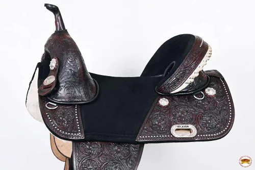 Vista 2 de HILASON Western Horse Treeless Trail Barrel Saddle American Leather Tan Horse Saddle Western Saddle Treeless Saddle Saddle for Horses