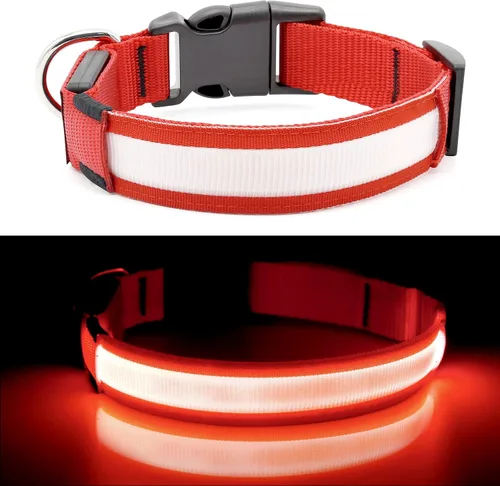 Vista 5 de BSEEN Collar para perro con luz LED, recargable, collares reflectantes resistentes al agua para cachorros, con luces navideñas que brillan