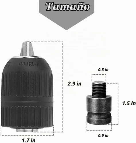 Vista 2 de Mesee Adaptador de portabrocas sin llave de capacidad de 0.079-0.512 in, herramienta de conversión de cambio rápido de impacto de rosca de montaje