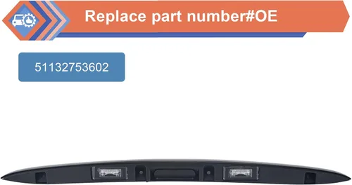 Vista 2 de Manija de portón trasero negro con lámpara, tapa de guarnición de portón trasero compatible con vehículos BMW Mini 2005-2015 Cooper series R56 R57