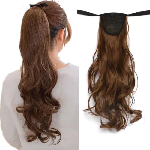Vista 17 de Extensiones de cabello sintético de 20 pulgadas, 3.17 oz, ondulado, rizado, resistente al calor, fibra sintética para mujer