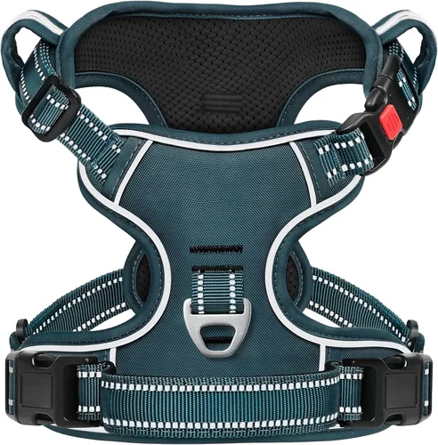 Vista 34 de Timos Arnés para perro de tamaño pequeño, arnés sin tirones para mascotas con cuello a presión bloqueable, chaleco reflectante para perro, sin
