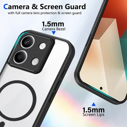 Vista 136 de Funda magnética transparente compatible con Xiaomi 17T, color negro 2 en 1 PC + TPU cubierta de teléfono a prueba de golpes, carcasa protectora