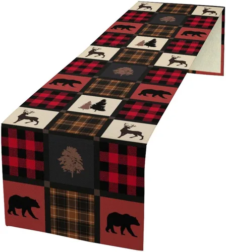 Vista 23 de YCness Camino de mesa con estampado de vaca, piel de vaca marrón, estilo occidental, decoración de casa de campo para el hogar, cocina, comedor, 13