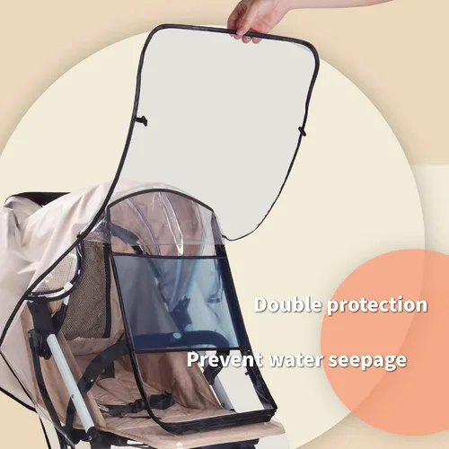 Vista 2 de Bemece Funda para carriola universal, accesorio para cochecito de bebé, protección contra el clima para viajes de verano, a prueba de viento e