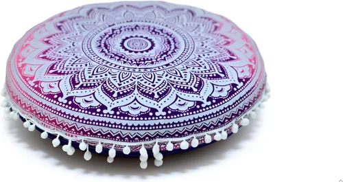 Vista 25 de CRAFT KALA - Funda de cojín redonda de 22" con mandala bohemio para meditación, para sala, asientos, pufs, para sala de estar, sala de yoga, hogar