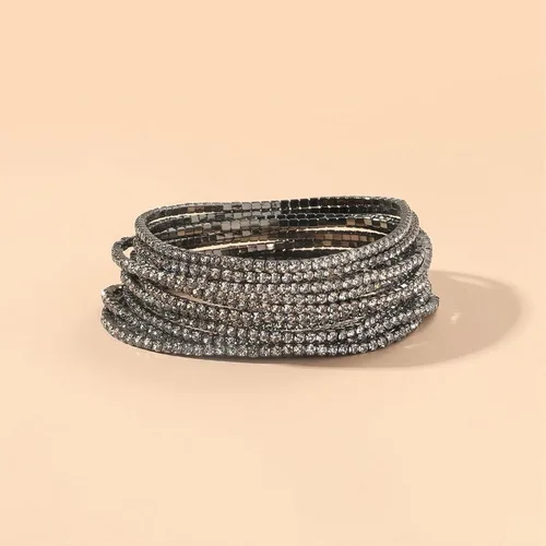 Vista 3 de Long tiantian 9 Pcs Tennis Bracelets for Women 9K Gold Plated Cubic Zirconia Classic Gold Bracelets for Women Dainty Tennis Bracelet Pack Fashion