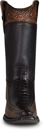 Vista 3 de Cuadra - Botas vaqueras para hombre en piel de avestruz color negro