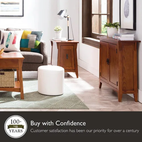 Vista 16 de Leick Home Laurent 10537 - Mesa auxiliar con lámpara, madera maciza, con cajón y estante, cereza chocolate