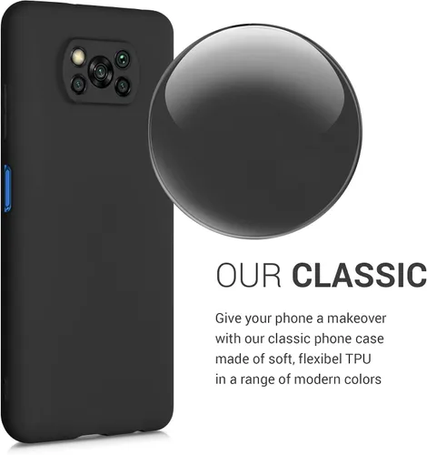 Vista 3 de kwmobile Funda compatible con Xiaomi Poco X3 NFC/Poco X3 Pro - Funda protectora de silicona TPU suave y delgada - Negro mate