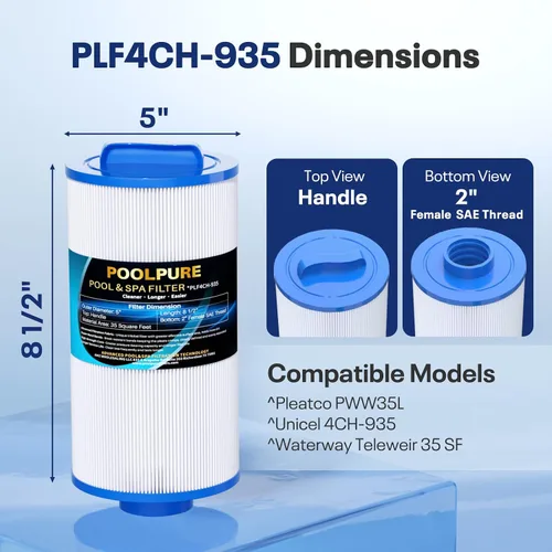 Vista 3 de POOLPURE El filtro de spa PLF4CH-935 reemplaza el filtro de bañera de hidromasaje 4CH-935, PWW35L, 817-4035, FC-0170, SD-01235, PDC580-AFS, X268554