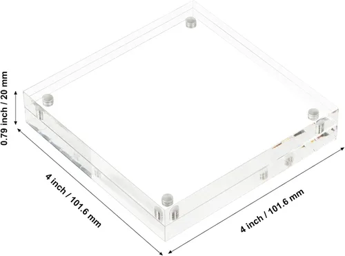 Vista 2 de ECOSEAO Portarretratos de 4 x 4 pulgadas, hechos de acrílico transparente de alta calidad, muestra fotos de 3 x 3 con paspartú o 4 x 4 sin paspartú
