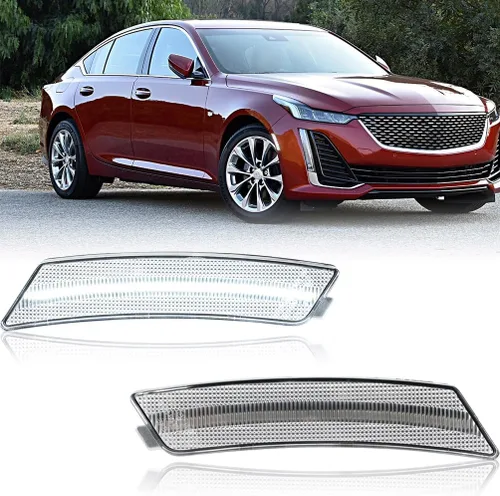 Vista 15 de Lentes transparentes CT4 LED para luces de marcador lateral para 2020-2023 Cadillac CT4, luces LED ámbar para parachoques delantero, luces de señal