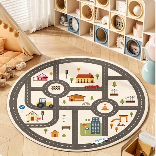 Vista 13 de Poowe Alfombra redonda con diseño de arco iris, colorida alfombra bohemia para niños, ultra suave, lavable, alfombra para habitación del cuarto