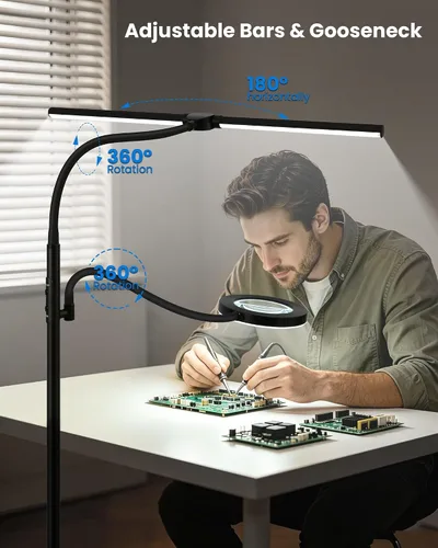 Vista 5 de Lámpara de pie LED con lupa 10X, lámpara de aumento brillante de 24W/2800LM