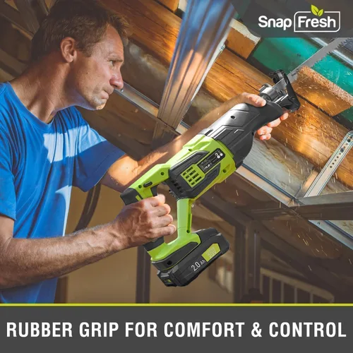 Vista 7 de SnapFresh Sierra Recíproca Inalámbrica de 20V – 3000 SPM, Gatillo de Velocidad Variable, Cambio de Hoja sin Herramientas, Luz LED, Ligera y Compacta