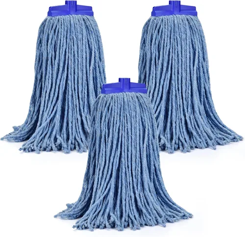 Vista 17 de Matthew - Cabezales de repuesto para trapeador húmedo de algodón resistente (azul, mediano, paquete de 12) con 2 paños de microfibra para uso