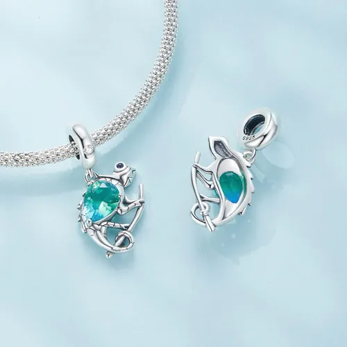 Vista 6 de NINGAN Dije de plata de ley 925 con diseño de animales, diseño de perro, huella de pata, gato, libélula, conejo Koi, compatible con collar