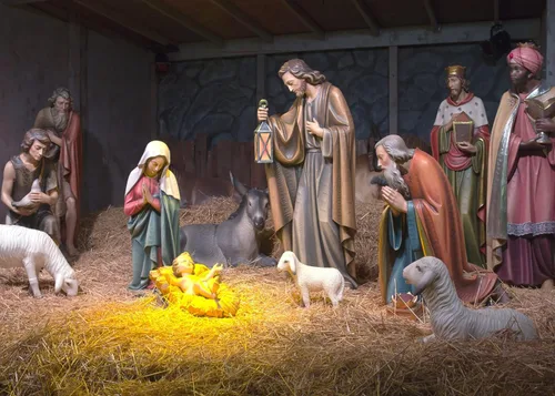 Vista 7 de BELECO Tela de Poliéster 5x3 pies Telón de Fondo de Fotografía de Escena de Natividad Navideña Escena del Pesebre Navideño Fondo Fotográfico
