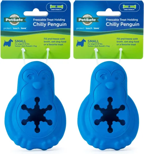 Vista 7 de PetSafe Freezable Treat Holding Chilly Pingüino - Duradera, con aroma a vainilla, de goma, interactiva y congelable, rompecabezas para mascotas