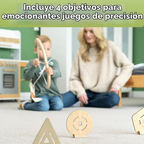 Vista 7 de BOWRILLA® Conjunto de Arco y Flecha para Niños Juguete de Tiro con Arco de Madera para Niños y Niñas de 3 a 7 Años, Arco y Flecha para Niños