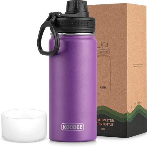 Vista 50 de koodee Botella de agua para niños, botella de agua de acero inoxidable de 12 onzas con aislamiento al vacío para la escuela, botella de agua de boca