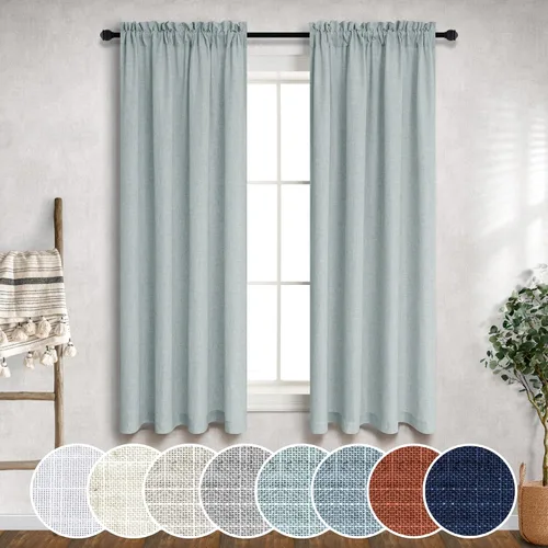 Vista 81 de Mrs.Naturall - Cortinas transparentes con bolsillo para barra de 36x63 pulgadas de lino mezclado negro