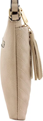 Vista 3 de Bandolera o bolsa mediana con patrón triangular, de estilo cruzado, acolchada y con borla