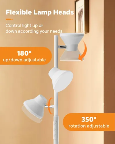 Vista 6 de SIBRILLE - Lámpara de pie LED, lámpara de pie moderna de 36W con control remoto y táctil, 4 temperaturas de color, lámpara de pie con 3 luces