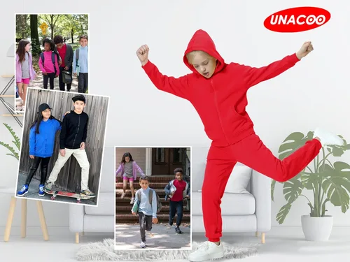Vista 5 de UNACOO Sudadera con capucha y cremallera para niñas y niños pequeños con capucha y cremallera (edad 3-12 años), Multi