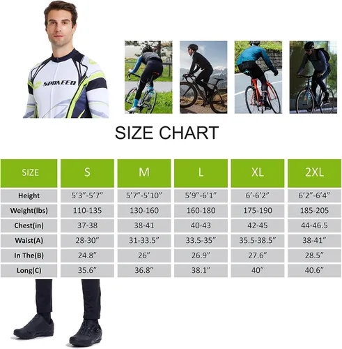 Vista 4 de sponeed Ropa de ciclismo para hombre, manga larga, para bicicleta de montaña, camiseta de bicicleta de carretera, pantalones acolchados, trajes
