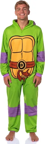 Vista 2 de INTIMO Disfraz de tortuga ninja con capucha para hombre, pijama de dormir para adultos Donatello