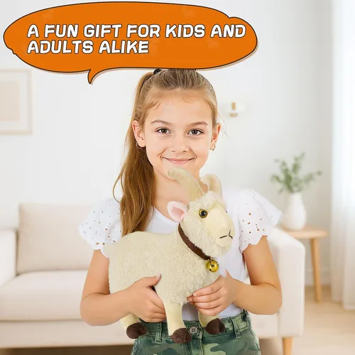 Vista 5 de Juguete de peluche de cabra gritando, animal de peluche de cabra con divertido sonido gritante, regalo de broma para niños, amigos y compañeros