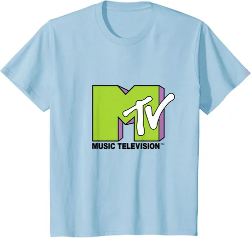 Vista 8 de Camiseta de tratamiento de relleno con logotipo MTV verde lima y morado, Negro, S Azul Marino