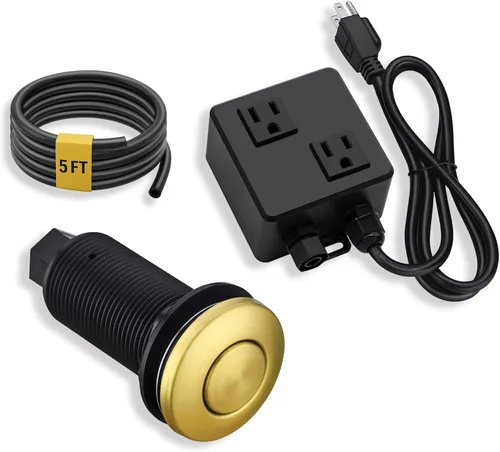 Vista 16 de BESTILL Kit de interruptor de aire superior para eliminación de basura, botón negro mate de 3.6 pulgadas de largo con cubierta de latón, módulo